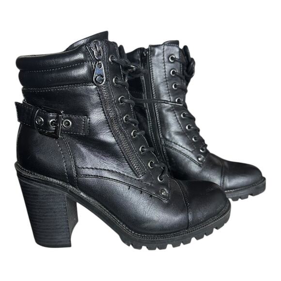 GBG Los Angeles Jaydyn Black 3.5” heeled combat ankle boots womens size 7.5 - Picture 4 of 11